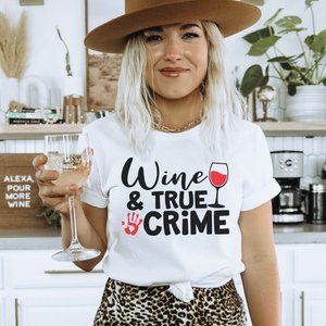 Wine & True Crime T-shirt Unisex Soft Cotton T-shirt